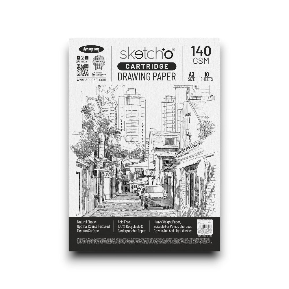 Anupam Sketch-O Cartridge Drawing Paper 140 GSM - Loose Sheets